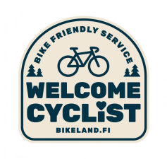 Toivota pyörämatkailijat tervetulleeksi, ja hae Welcome cyclist-merkkiä.
