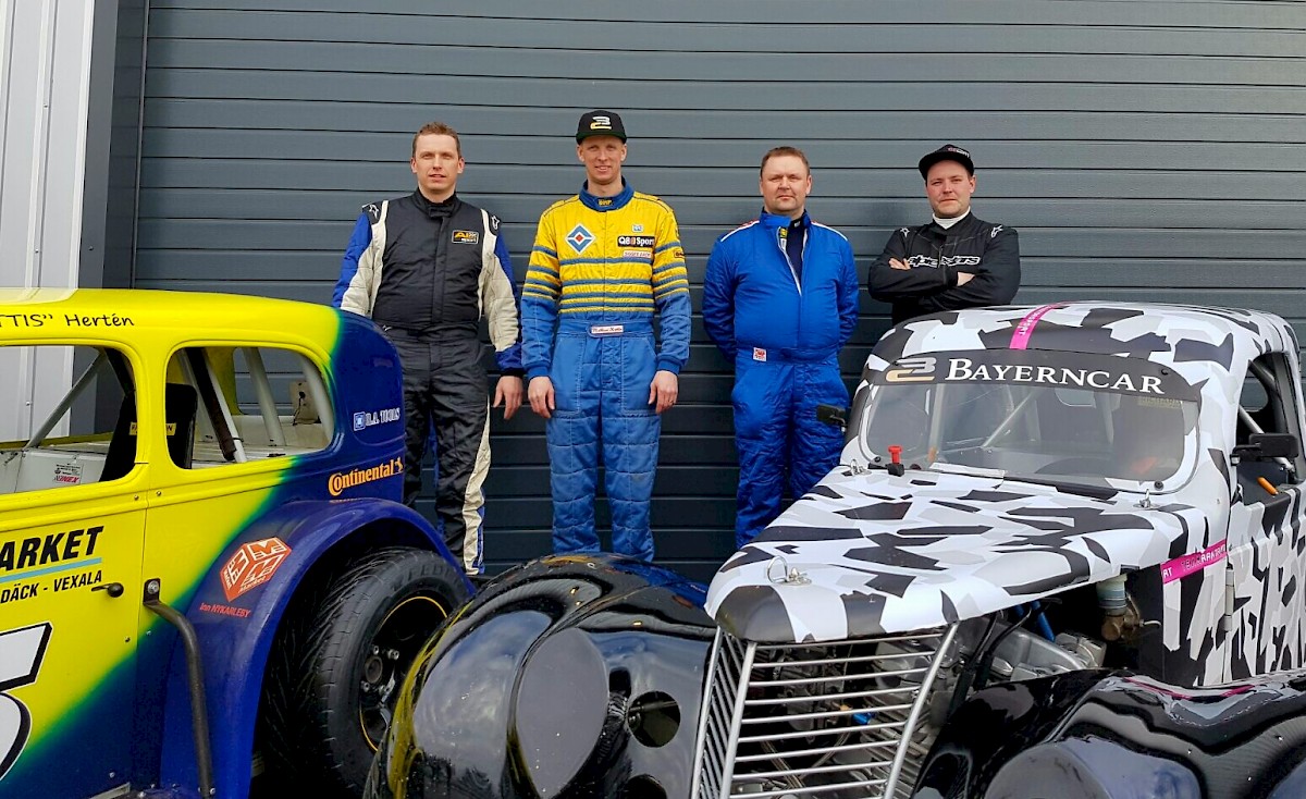 Kuvassa vasemmalta oikealle: Kukkola, Hertén, Mattila ja Rantala. Kuva: APR Competition Oy