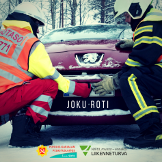 Joku roti - älä kuvaa onnettomuuspaikkaa vaan ohita se turvallisesti. Kuva: Pohjois-Karjalan pelastuslaitos ja Liikenneturva