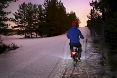 Nastarenkaat tuovat lisäpitoa talvipyöräilyyn. Myös karkeakuvioinen rengas sopii talviajoon, mutta pitoa se antaa lähinnä lumisella tiellä. Kuva: Liikenneturva/Kaisa Tanskanen