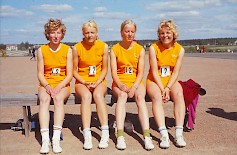 Kuortaneen Kunnon nuoret naiset loistivat juoksuradoilla 1960- ja 1970-luvuilla. Kuvassa Aila Yli-Nisula, Aira Kivenmäki, Sirkka-Liisa Välilä ja Birgit Kivenmäki.