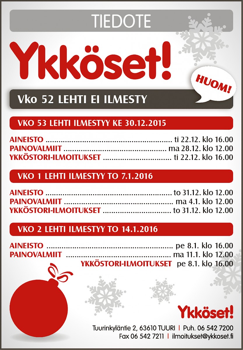 Ykköset! ilmestymispäivät